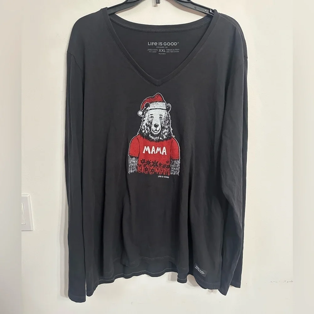 Life Is Good Charcoal Crusher Tee Mama Bear size XXL
